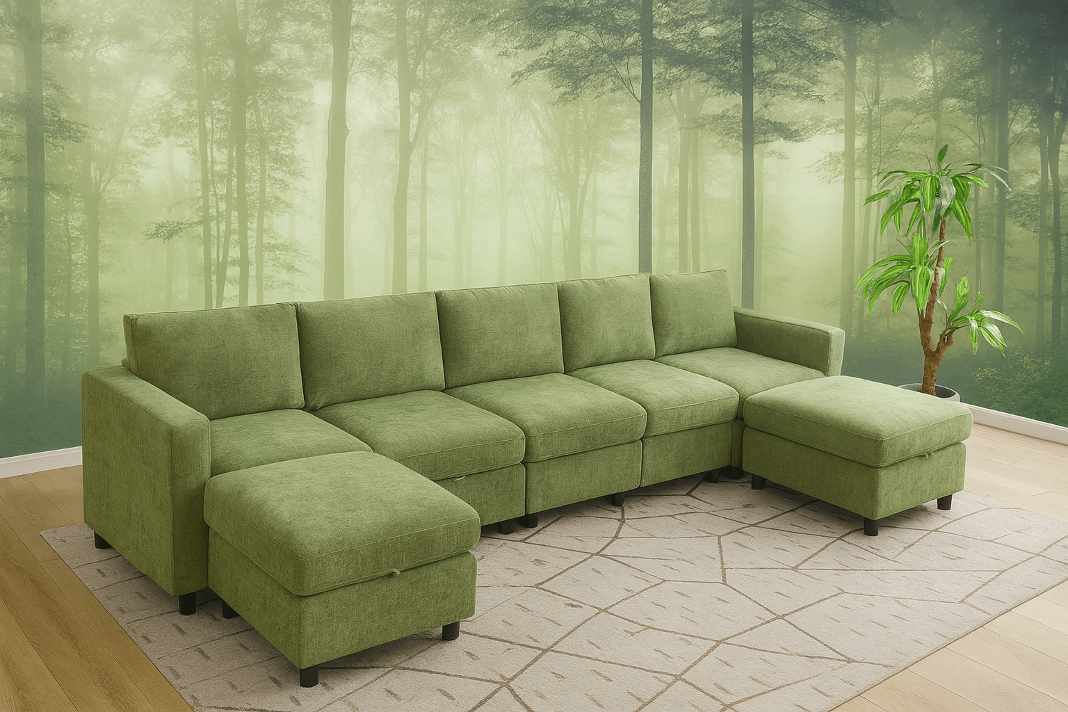 107”Modular Sectional Sofa Convertible U Shaped Sofa Couch