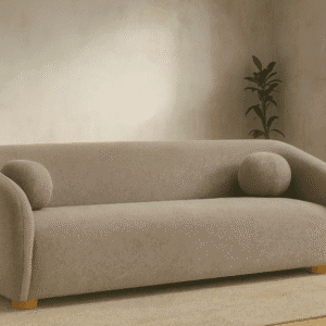 Modway Holland 85 Inch Minimalist Curved Back Sofa in Taupe