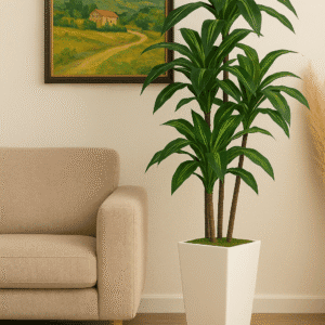 6FT Artificial Dracaena Treebwith White Tall Planter
