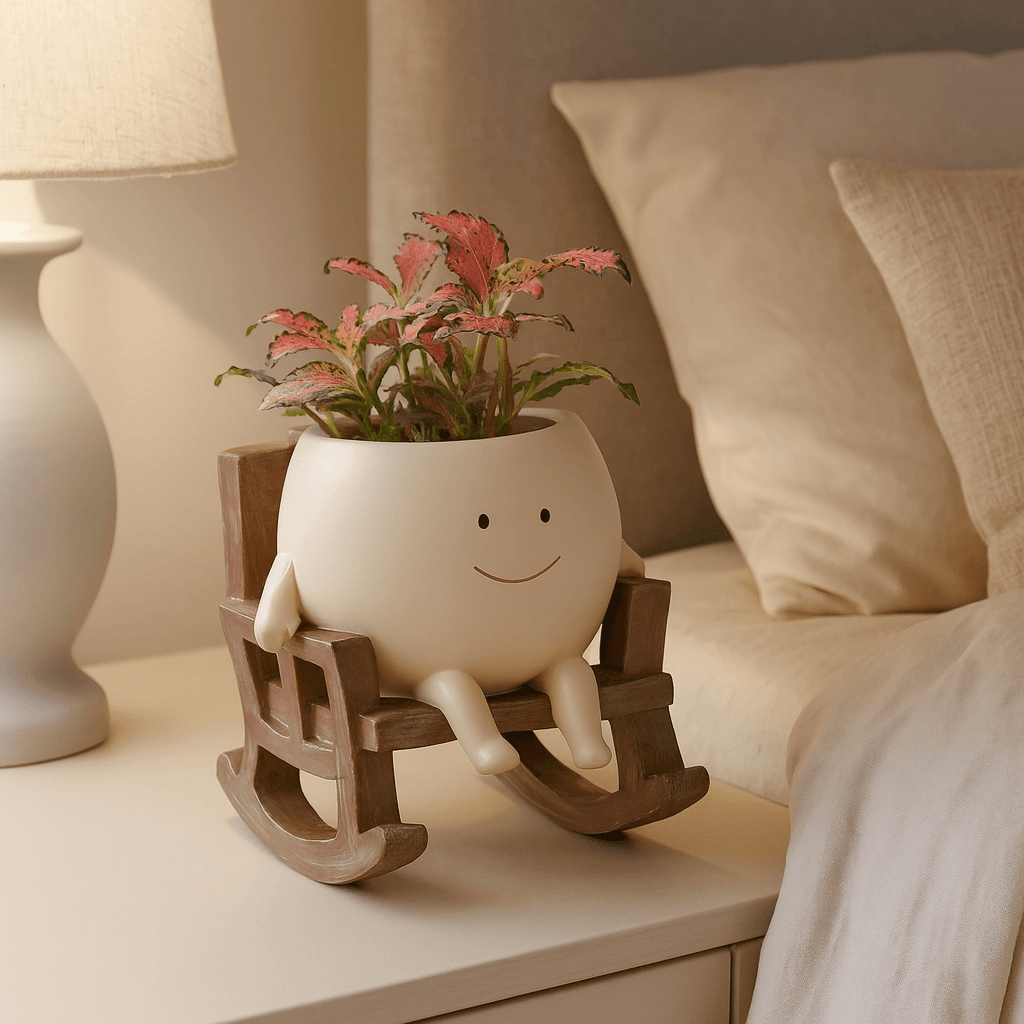 Smily Face Planter Pot Cute Resin Flower Head Planters