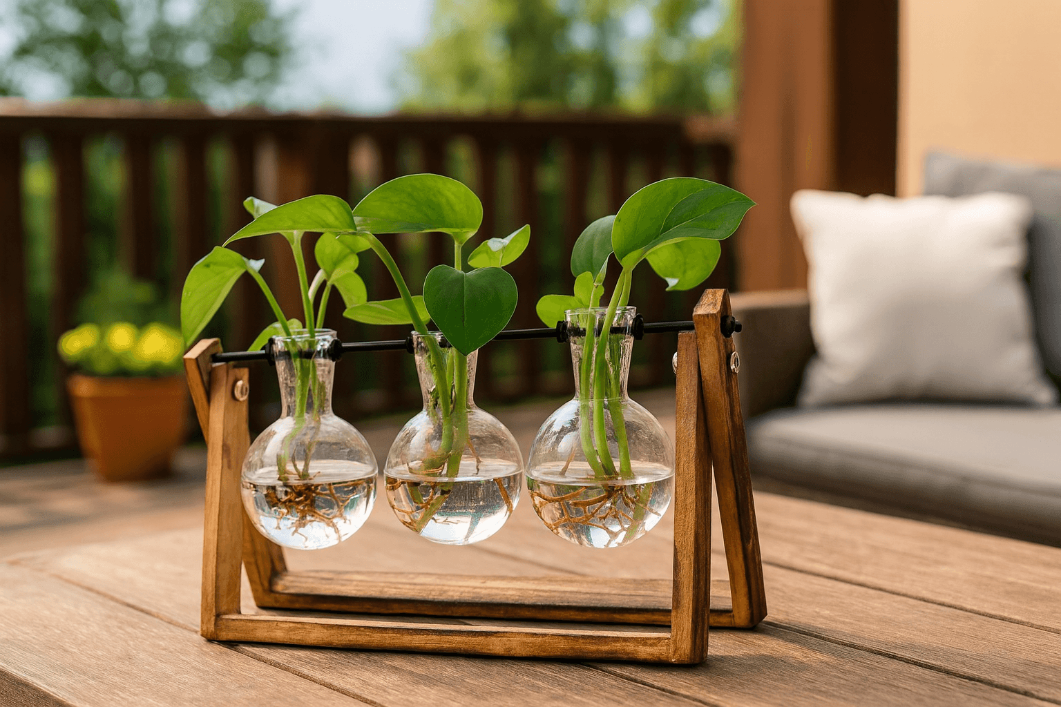 Plant Terrarium with Wooden Stand