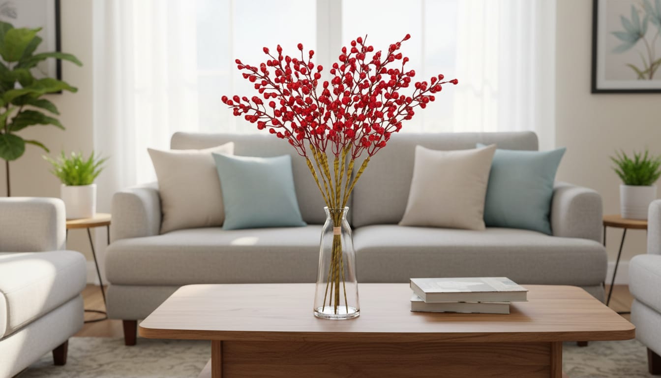 Red Berry Stems Holly for Christmas Tree Decorations