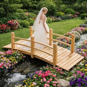 Wood Garden Bridge, Outdoor Arched Pond & Garden Footbridge
