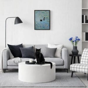 Hamduker Cat Wall Art Monet Prints Vintage Canvas