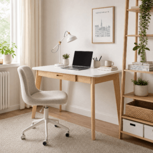Solid Wood Writing Desk - Home Office Laptop Computer Table, White